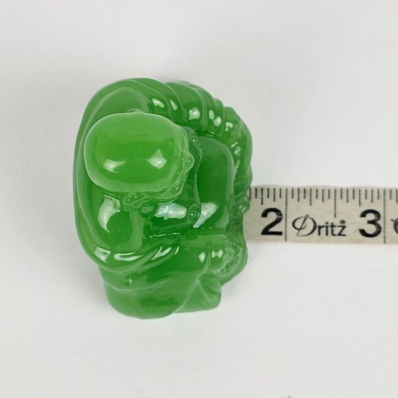 Vtg Green Carved Glass Sitting Buddha Figurine Statue Peoples Republic of China - Picture 8 of 13
